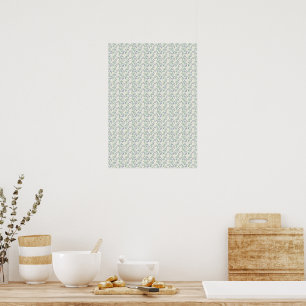 Poster Élégant bleu jacinthe et sarcelle atténuée des ann