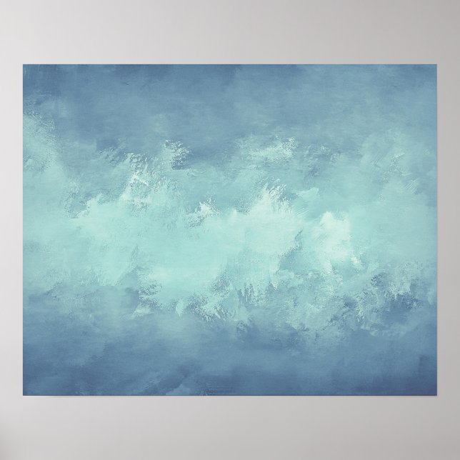 Poster Elégant bleu vert Grunge Aquarelle Arrière - plan  (Devant)