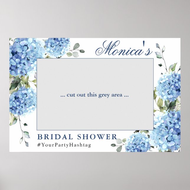 Poster Elégant Blue Hydrangea Fête des mariées photo Prop (Devant)