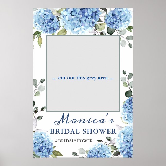 Poster Elégant Blue Hydrangea Fête des mariées photo Prop (Devant)