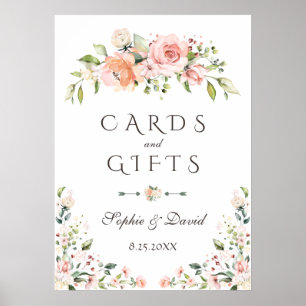 Poster Elégant Blush Cream Floral Cartes & Cadeaux Mariag