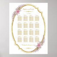 Élégant Blush Floral Gold Frame Seaton Chart