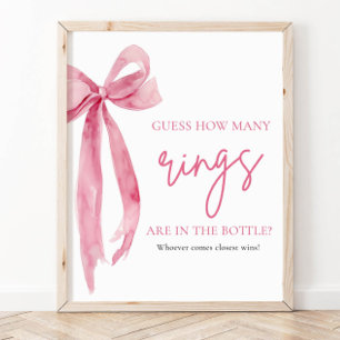 Poster Elégant Blush Pink Bow Devine Combien De Bagues Je