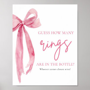 Poster Elégant Blush Pink Bow Devine Combien De Bagues Je