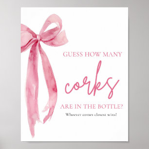 Poster Elégant Blush Pink Bow Devine Combien De Corks Jeu