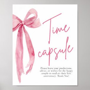 Poster Élégant Blush Pink Bow Temps Capsule Jeu Signe