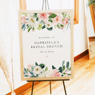 Poster Elégant Blush rose Floral Brunch de la nuptiale Bi