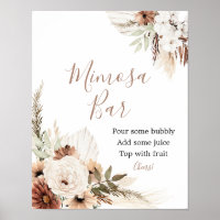 Élégant Boho Beige Pampas Grass Mimosa Bar Signal
