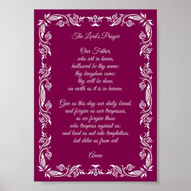 Poster Elegant Botanical The Lord’s Prayer  (Devant)