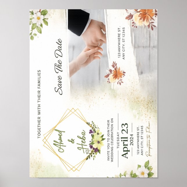 Poster Elegant Botanical Wedding Invitation (Devant)