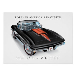 POSTER ÉLÉGANT C-2 VETTE ILLUSTRATION