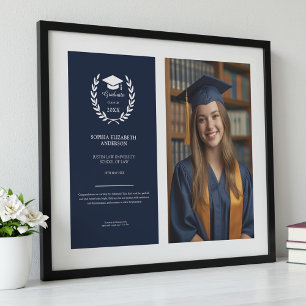 Poster Élégant cadre d'obtention d'un diplôme de la Marin