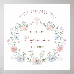 Poster Elégant cadre Floral Confirmation Bienvenue