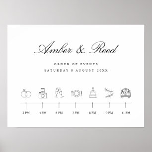 Poster Élégant calendrier de mariage Ordre des événements
