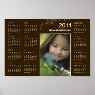 Poster Élégant calendrier photo Feuille
