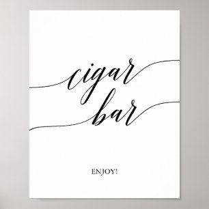 Poster Élégant calligraphie noire Cigar Bar Signal