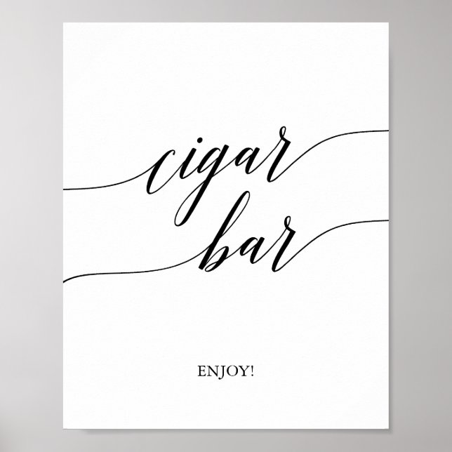 Poster Élégant calligraphie noire Cigar Bar Signal (Devant)