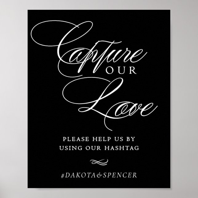Poster Élégant Capturez notre Amour Calligraphie blanche  (Devant)