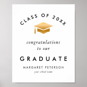 Poster Élégant Casquette de la fin d'études d'or Félicita