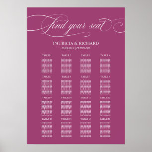Poster Elegant Cassis Wedding Seating Chart Sign