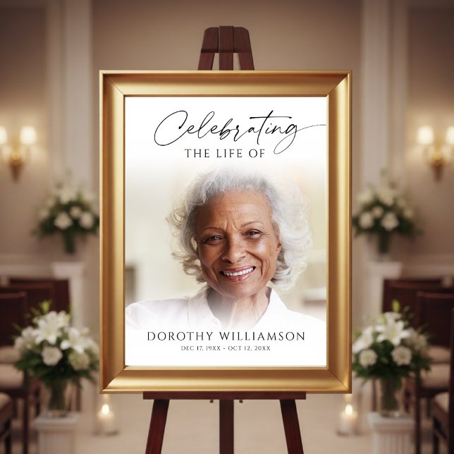 Poster Elegant Celebration of Life Photo Sign (Créateur téléchargé)