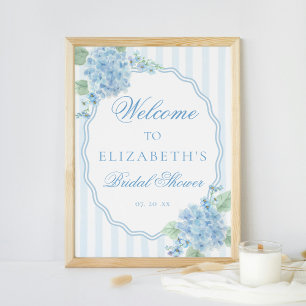 Poster Élégant chalet victorien Blue Hydrangea Bienvenue