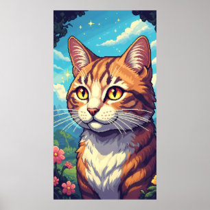 Poster Élégant chat aux yeux dorés étincelants