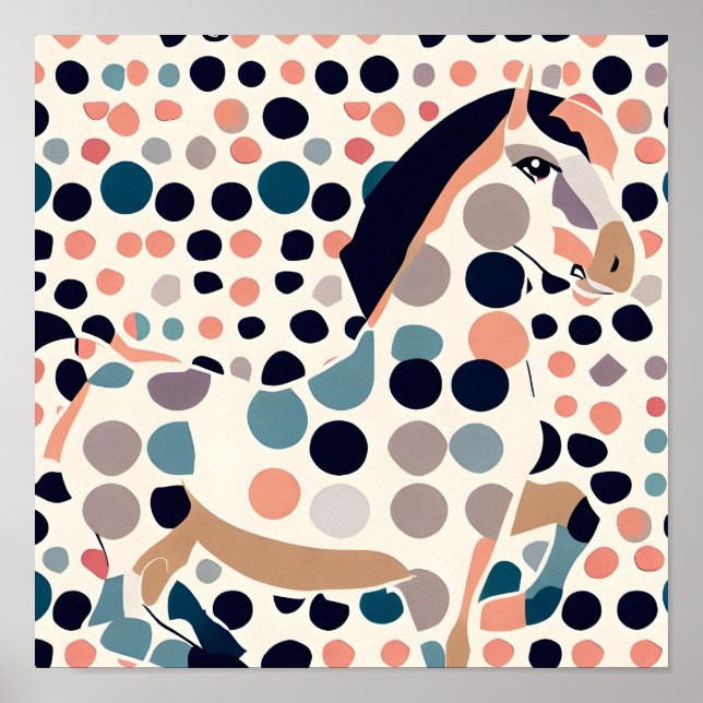 Poster Élégant Cheval Enfants Vibrant Chambre Nursery Pos (Devant)