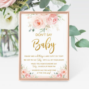 Poster Elegant Chic Blush rose Floral Ne pas dire Baby Ga