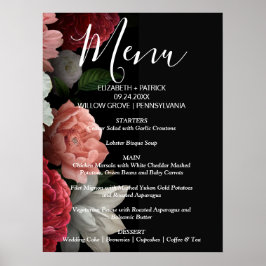 Poster Élégant chic bordeaux floralMenu Signal