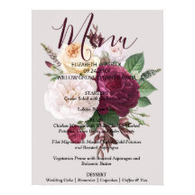 Élégant chic bordeaux floralMenu Signal