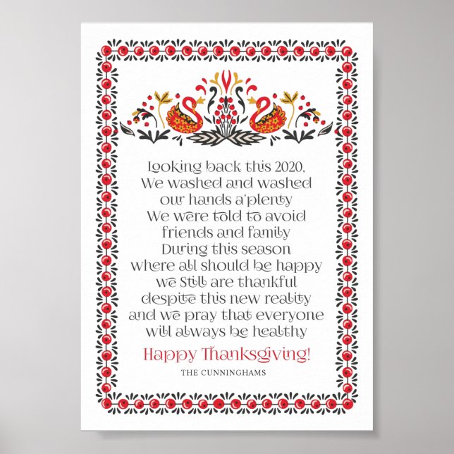 Poster Élégant Chic Botanical Thanksgiving Poem (Devant)