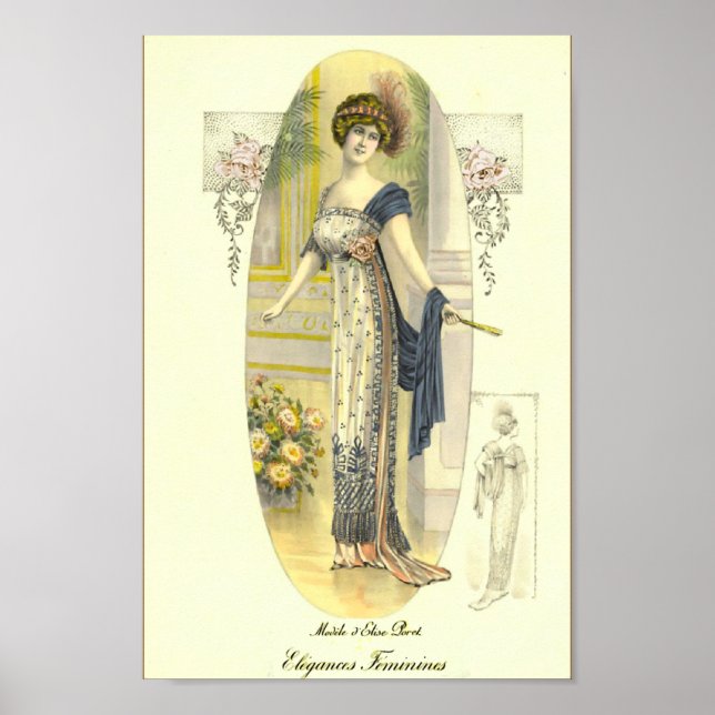 Poster Élégant Chic Edwardian Plaque de mode française (Devant)