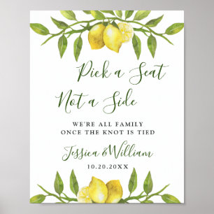 Poster Élégant citron Floral Mariage Cérémonie Siège
