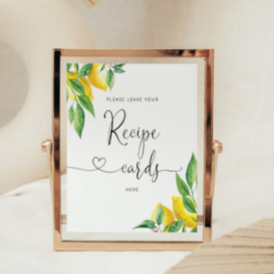 Poster Élégant citron laissez votre carte de recette ici