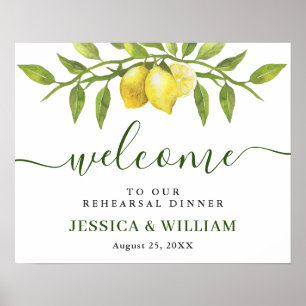 Poster Elegant Citrons Verdure DINER DE RÉPÉTITION Bienve