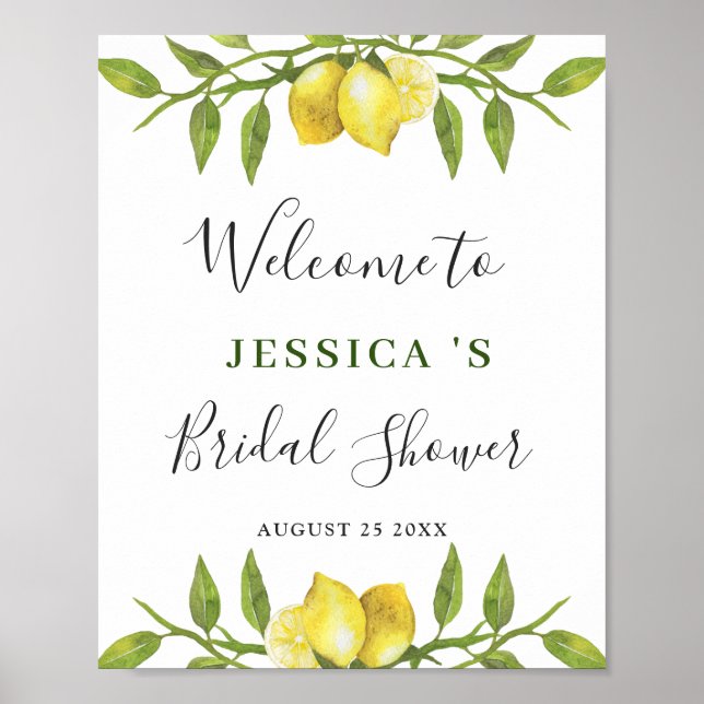 Poster Elégant citrons vert ACCUEILLIR BRIDAL SGHOWOWER (Devant)