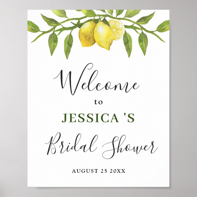 Poster Elégant citrons vert Bienvenue BRIDAL SGHOWER (Devant)