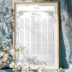 Poster Élégant classique Rococo Floral