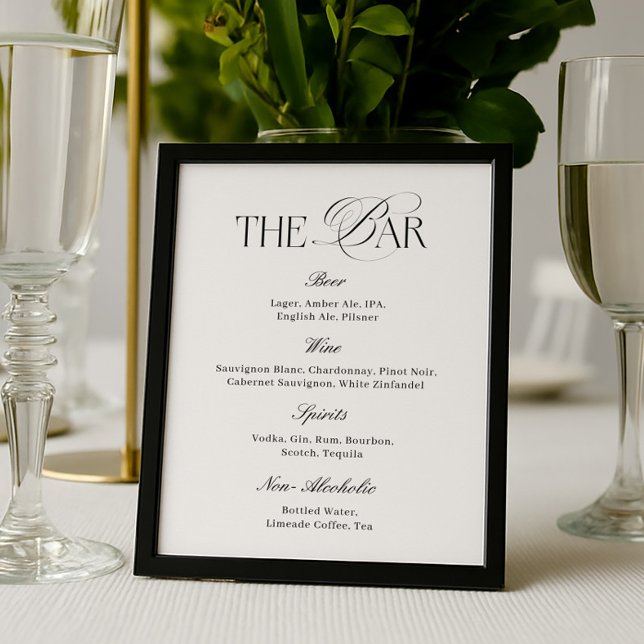 Poster Elegant Classy Black and White Wedding Bar (Créateur téléchargé)