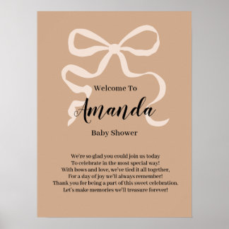 Poster Elégant coquette arc Baby shower de bienvenue