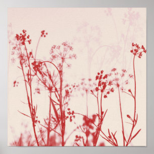 Poster Élégant Coral Rouge Floral Abstrait