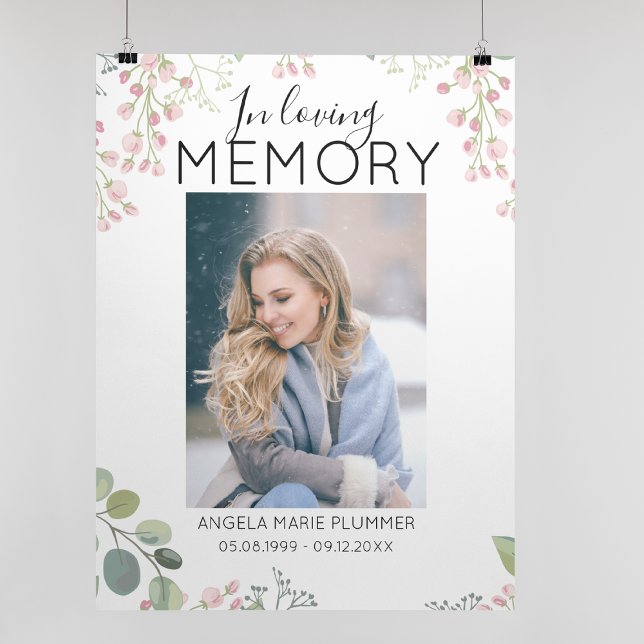 Poster Élégant Dans La Mémoire Amoureuse | Mémorial photo (Créateur téléchargé)