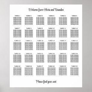 Poster élégant de 30 Mariage de table