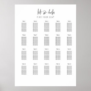 Poster Elégant design moderne personnalisé Noms de sièges