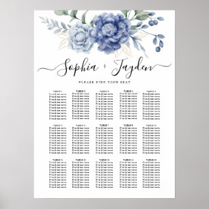 Poster Élégant Dusty Blue Greenery Fournitures Mariages