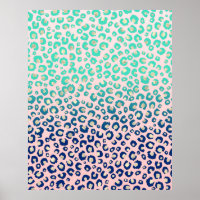 Élégant empreinte de léopard or bleu Mint Gradient