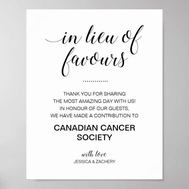 Poster Élégant En Lieu Et Place Des Faveurs Mariage De Do (Devant)