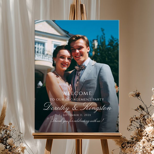 Poster Elegant engagement party welcome sign with photo (Créateur téléchargé)
