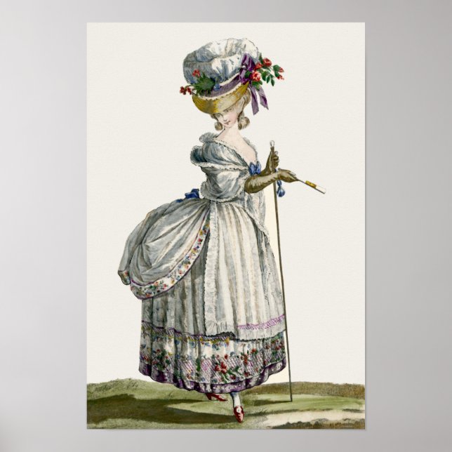 Poster Elégant et beau dessin de mode française d'antiqui (Devant)
